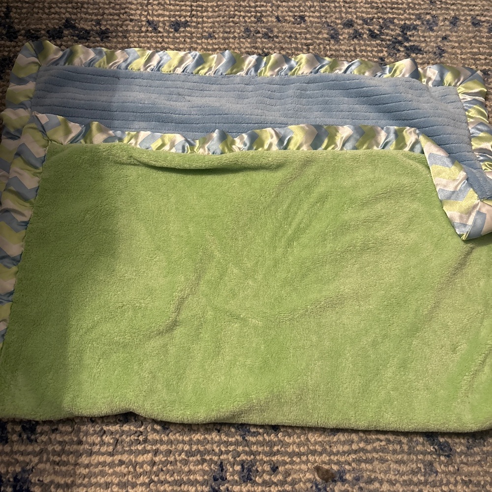 Blue and green baby blanket